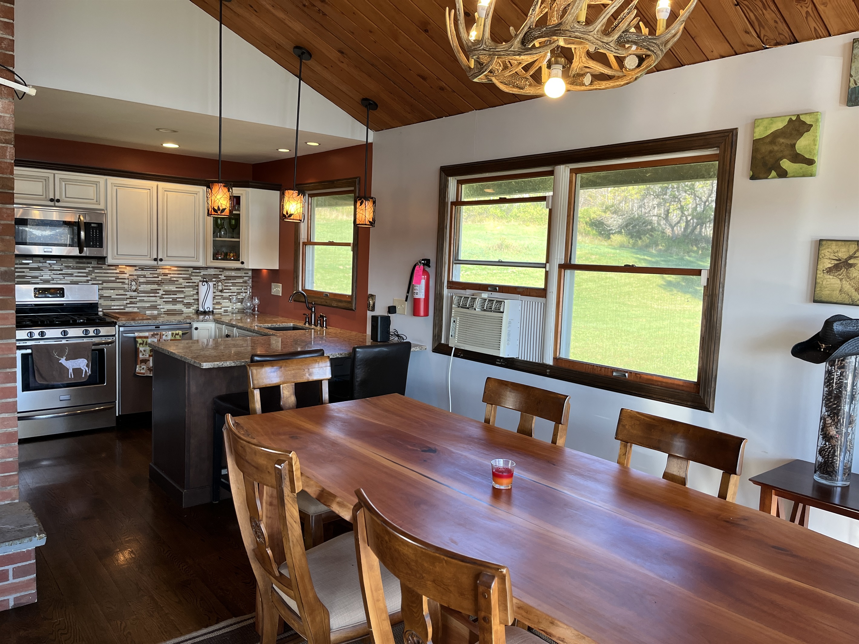 Dining area into renovated kitchen