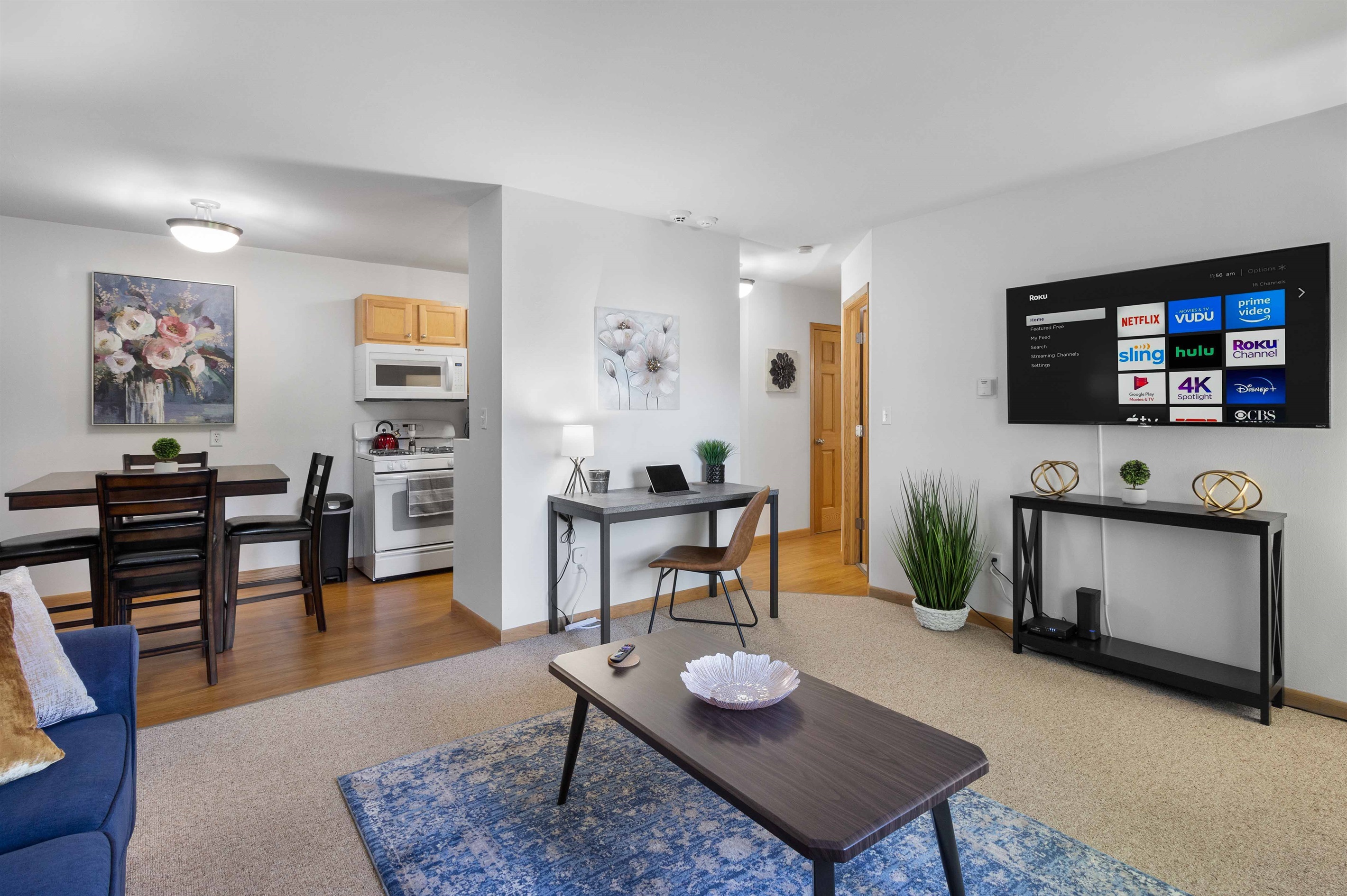 Enjoy the cozy living room as a place to escape and relax while you're here