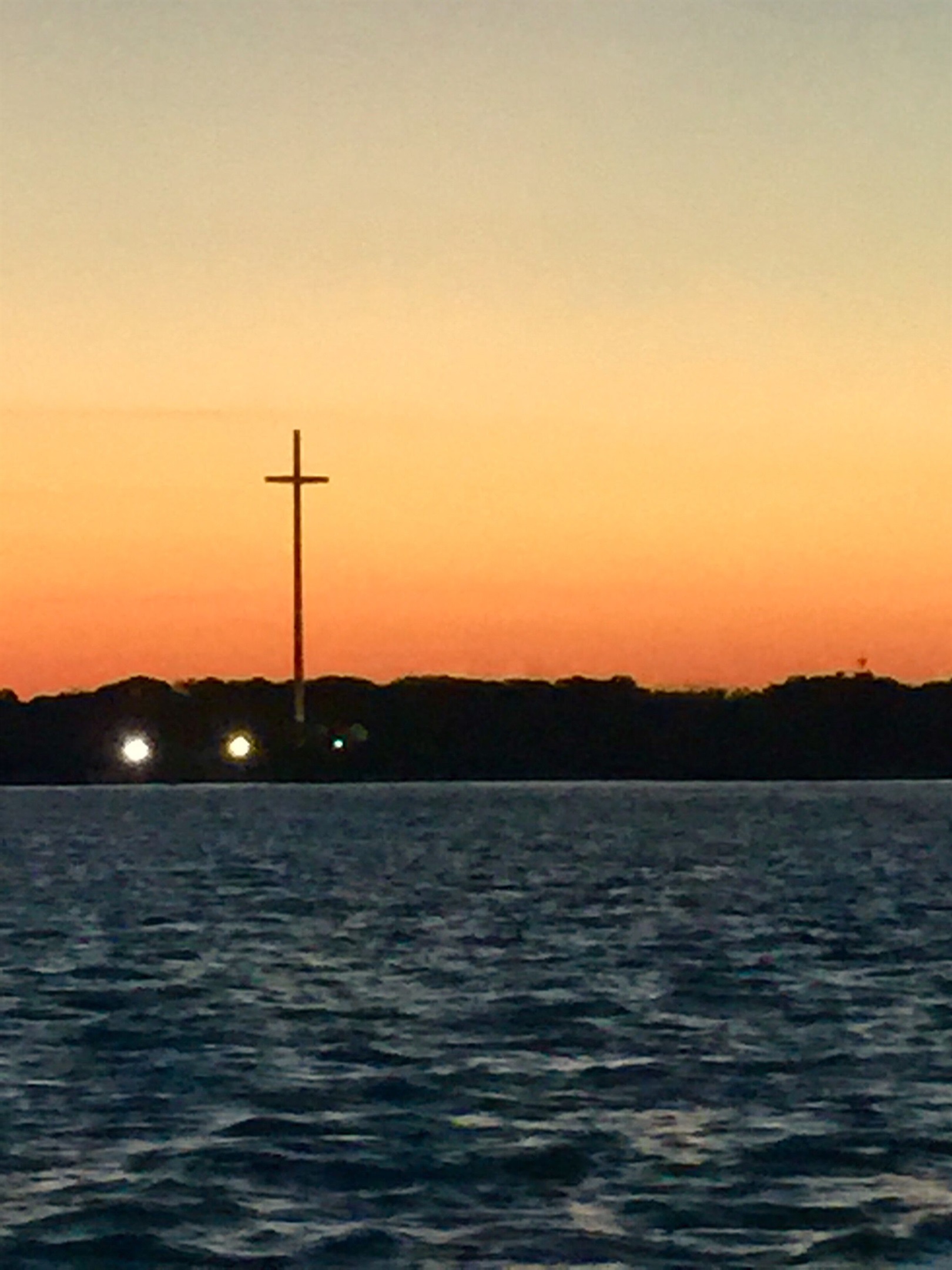 The Great Cross in St. Augustine at sunset - from the water