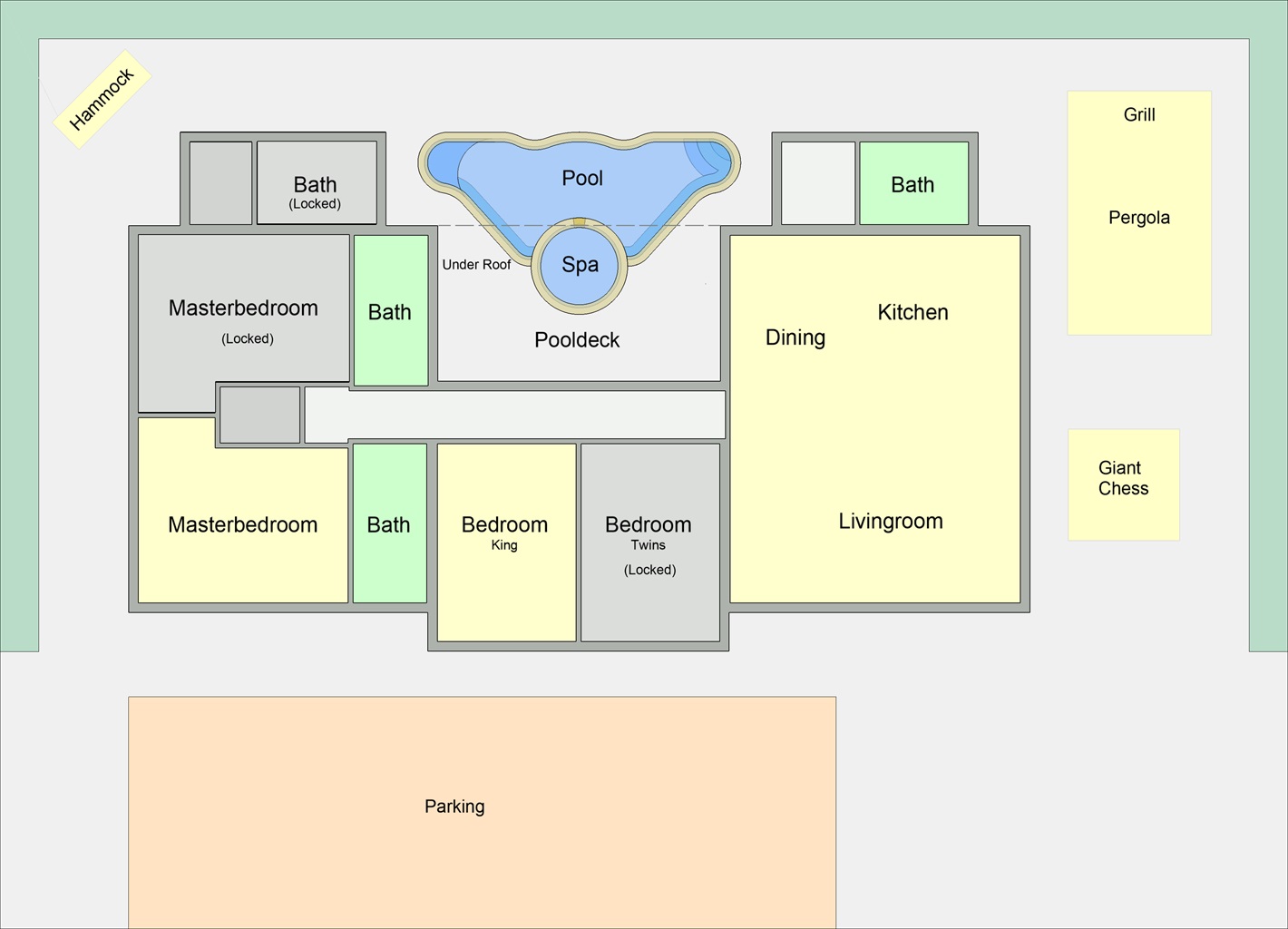 AMI Beach Home 2BR Floorplan