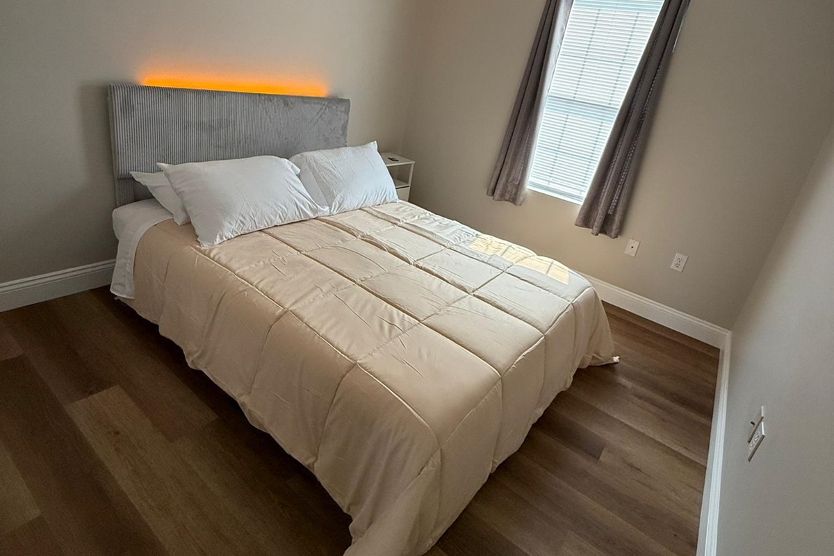 close up of queen bed