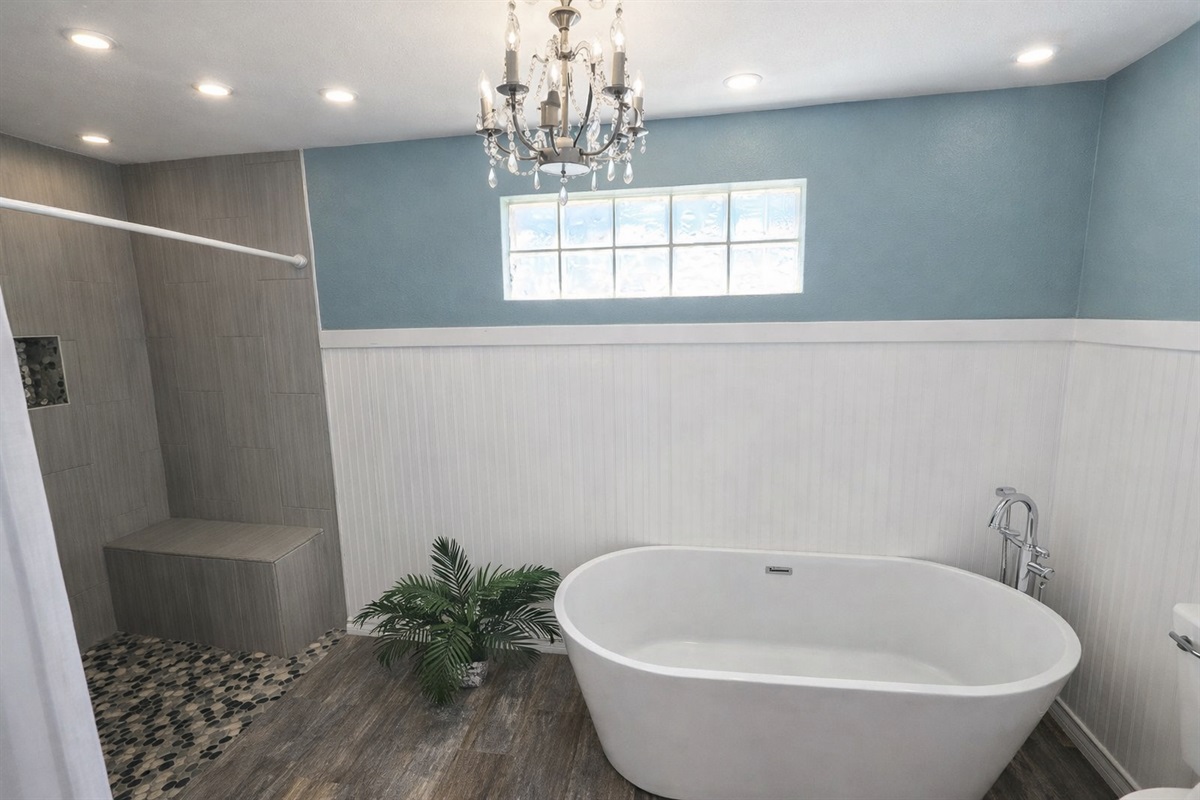 Large first floor bathroom- roll in handicapped shower