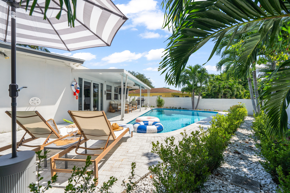 A peaceful tropical setting surrounds your pool retreat