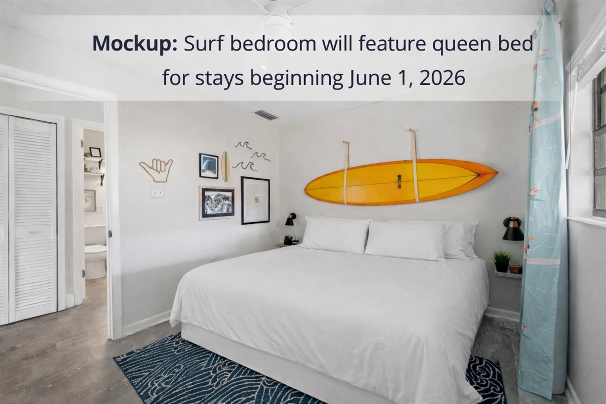 MOCKUP SHOWN; not exact or to scale. Note: For stays starting June 1, 2026, this room will feature a queen bed (replacing the twin/twin daybed). Stays on or before May 31, 2026 will reflect the current setup of twin/ twin beds.