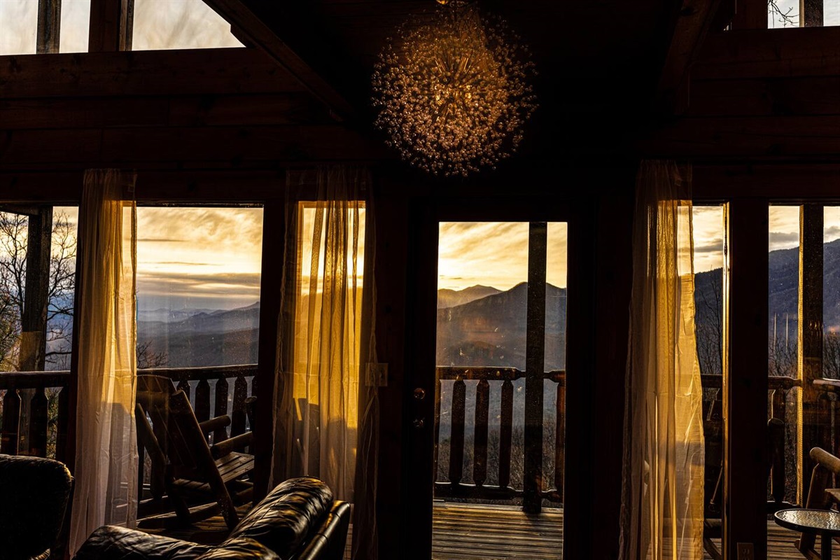 The sunlight warms the cabin in a honey morning glow. 