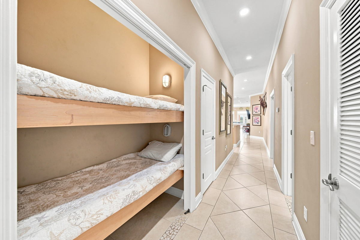 Twin-over-twin bunk beds, perfect for the kids