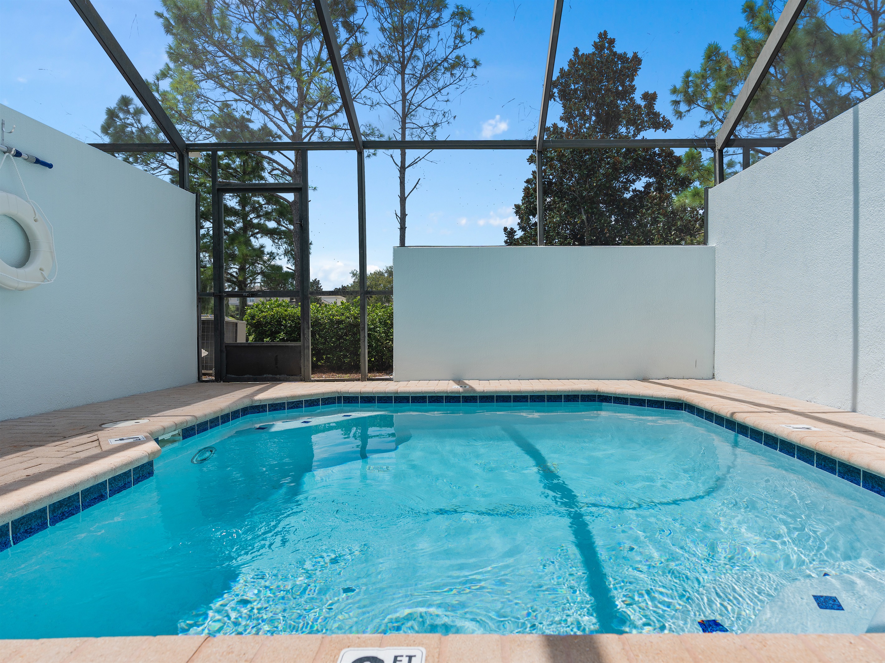Private screened pool with lanai and no rear neighbors at Belle’s Villa