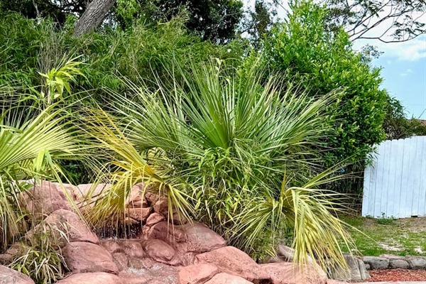 Enjoy the waterfall in the pool or just to hear the calming sound of the water while you sit back and relax