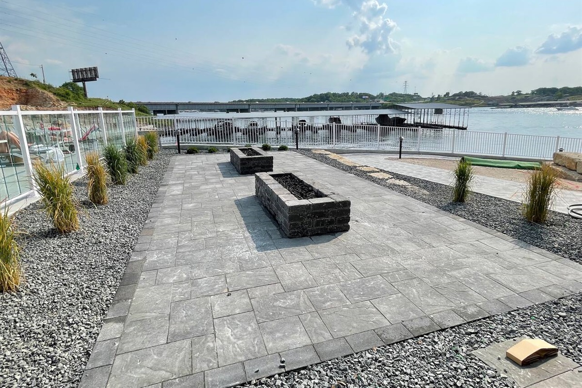 Outdoor gas fire pit areas in the common area