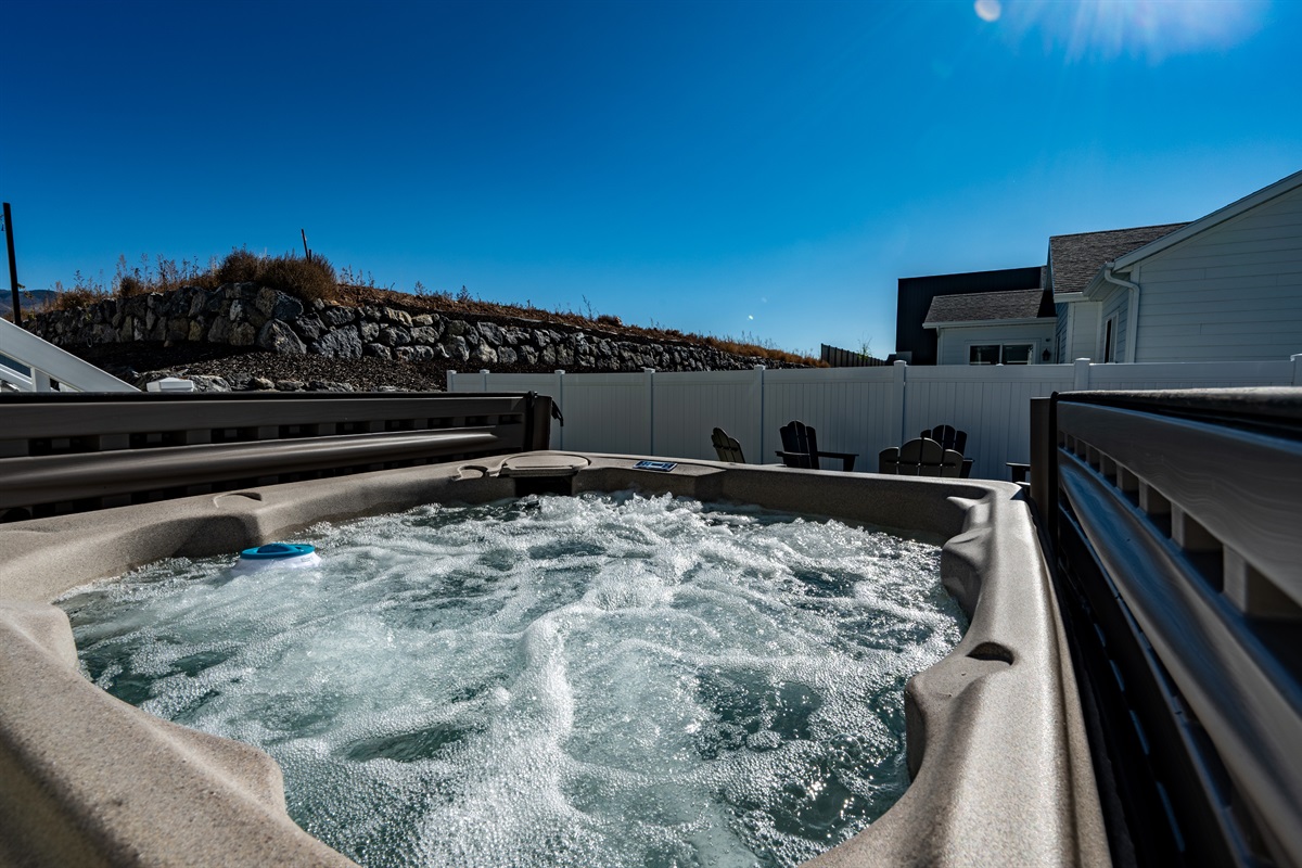 Rejuvenate your muscles and relax in the hot tub.