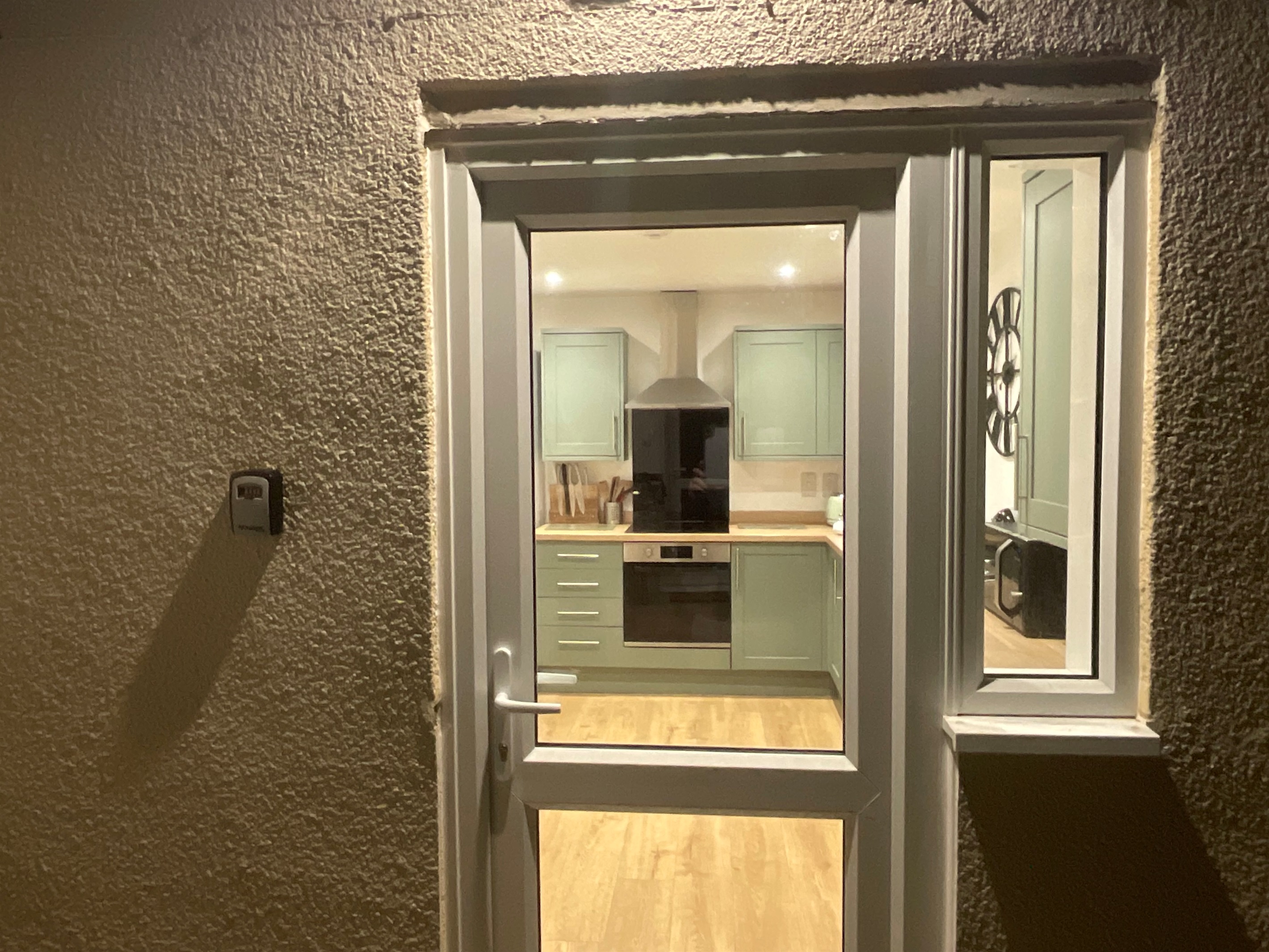 The property has exterior, motion activated security lighting.