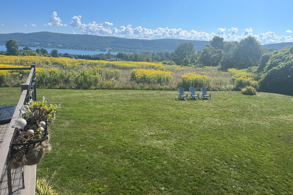 Great lawn to set up Cornhole