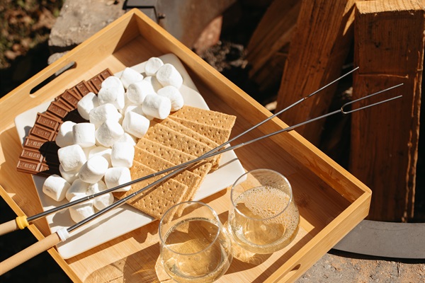 S’mores and drinks by the fire