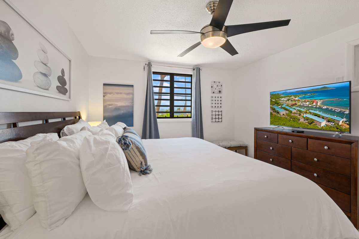 King bed with TV.