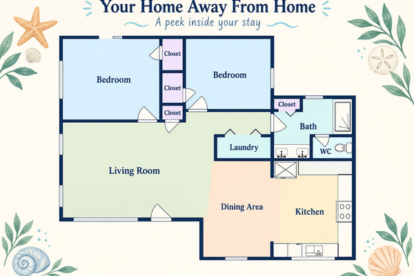 Layout Overview: Discover your perfect getaway with spacious rooms and ample storage!
