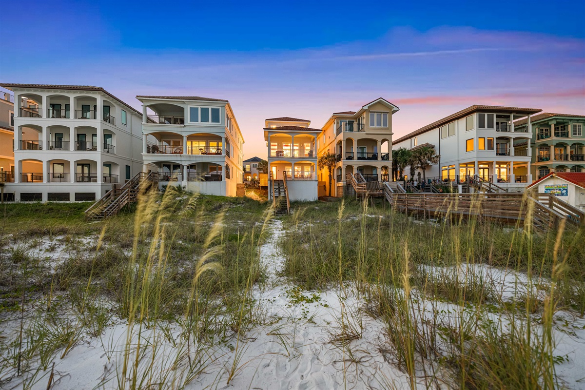 Pink Palace | Center | Surrounding Homes from Beach