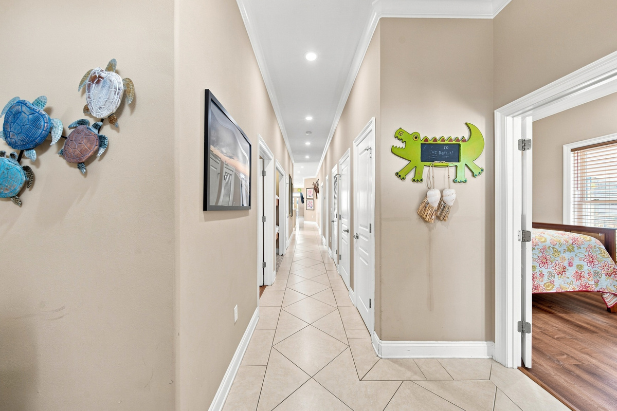 Bright, welcoming foyer with tile floors