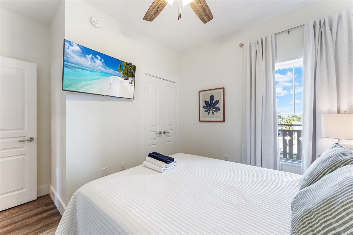 45" smart TV with Roku & ceiling fan. Mexico Beach, FL.