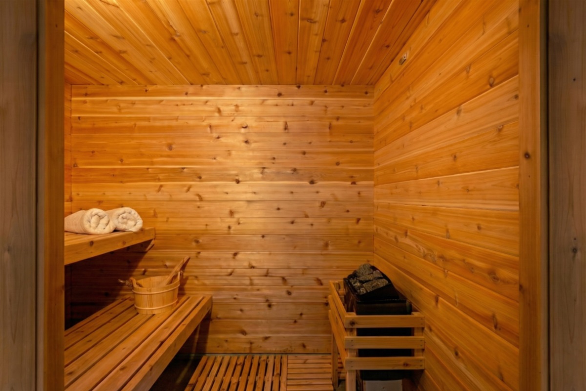Custom built, cedar-lined, Finnish sauna - relax and melt away your stress