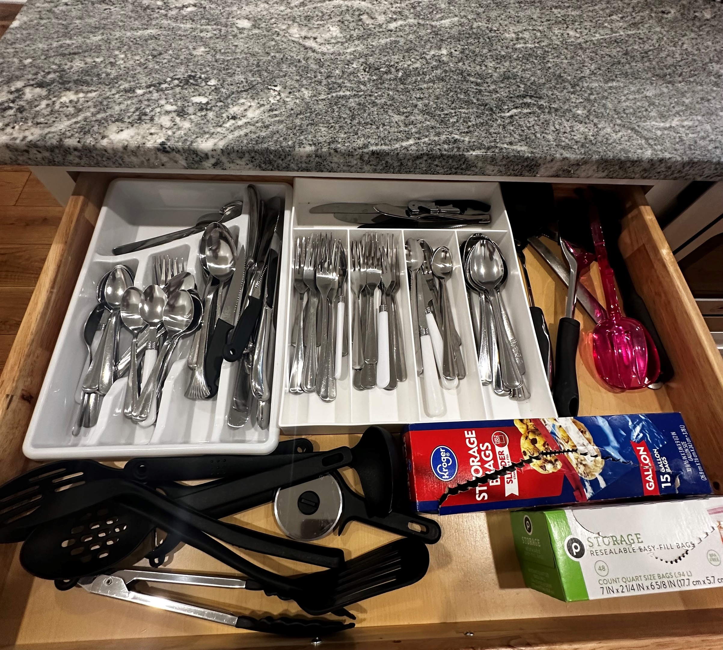 Fully stocked kitchen - silverware, wine opener, various kitchen utensils