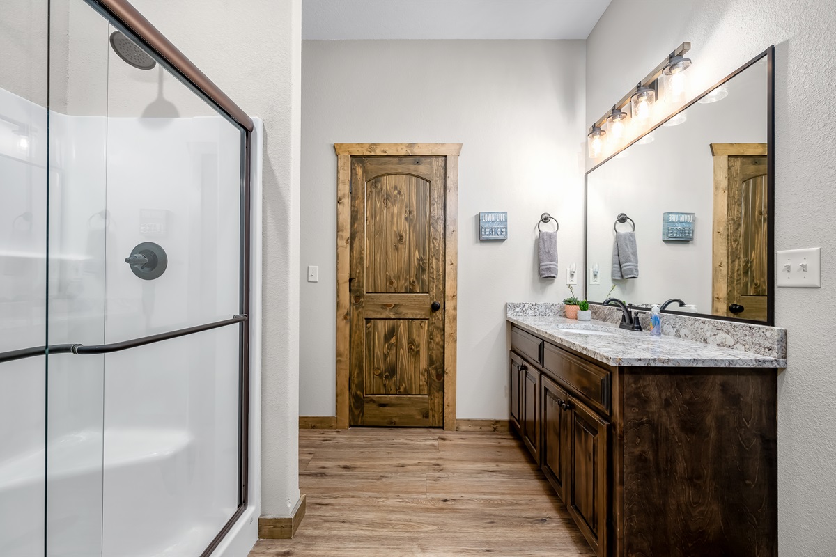 Lower level bunk room attached bath