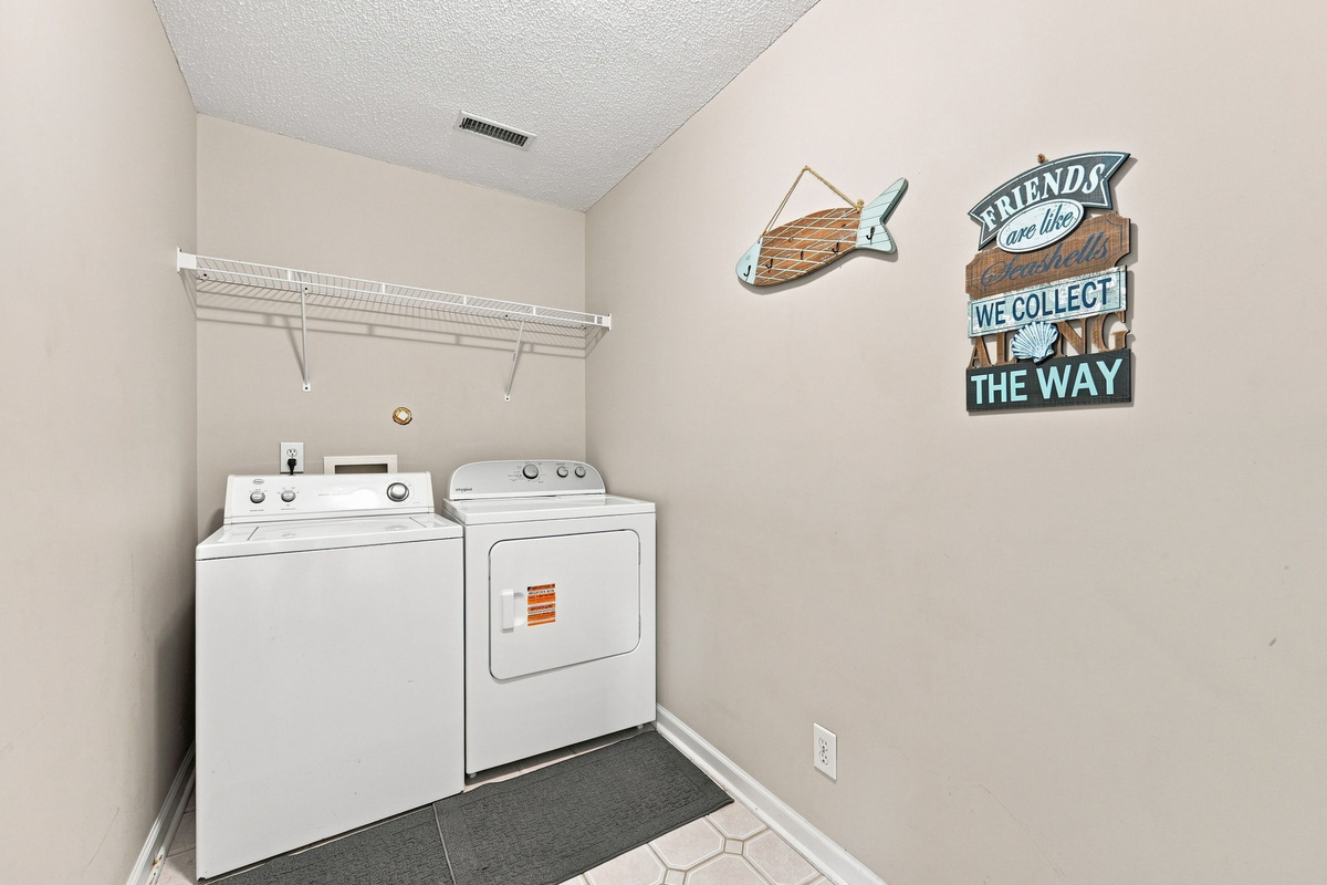 Full-size washer and dryer available, making longer stays and family vacations easy and convenient