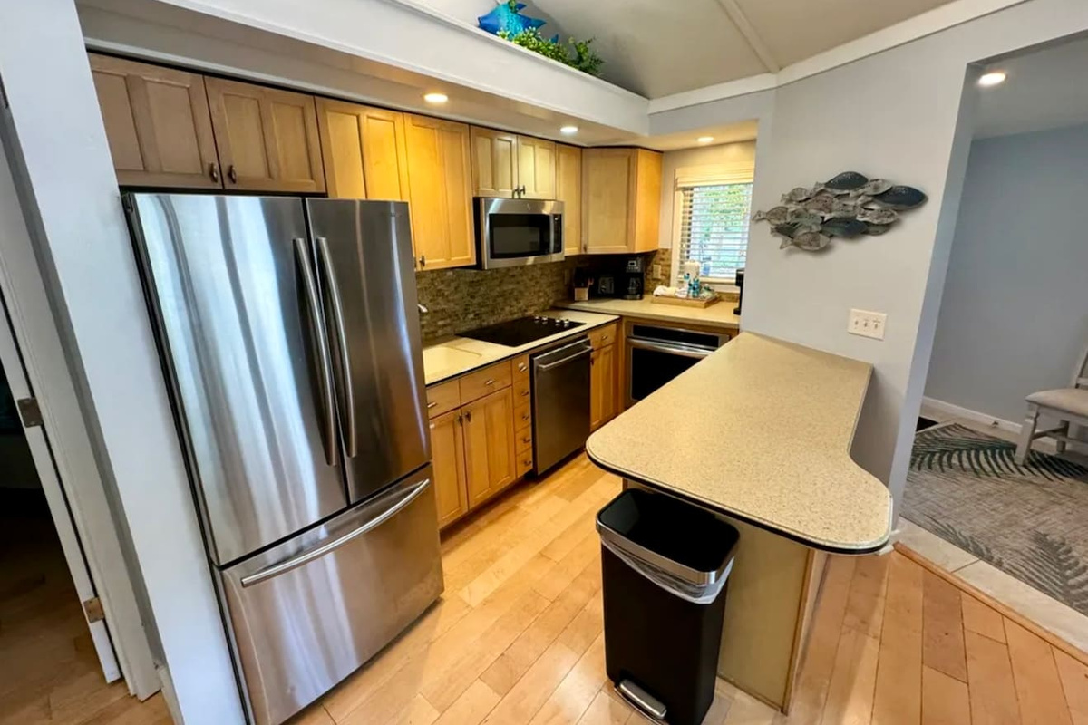 Kitchen with stainless steel appliances