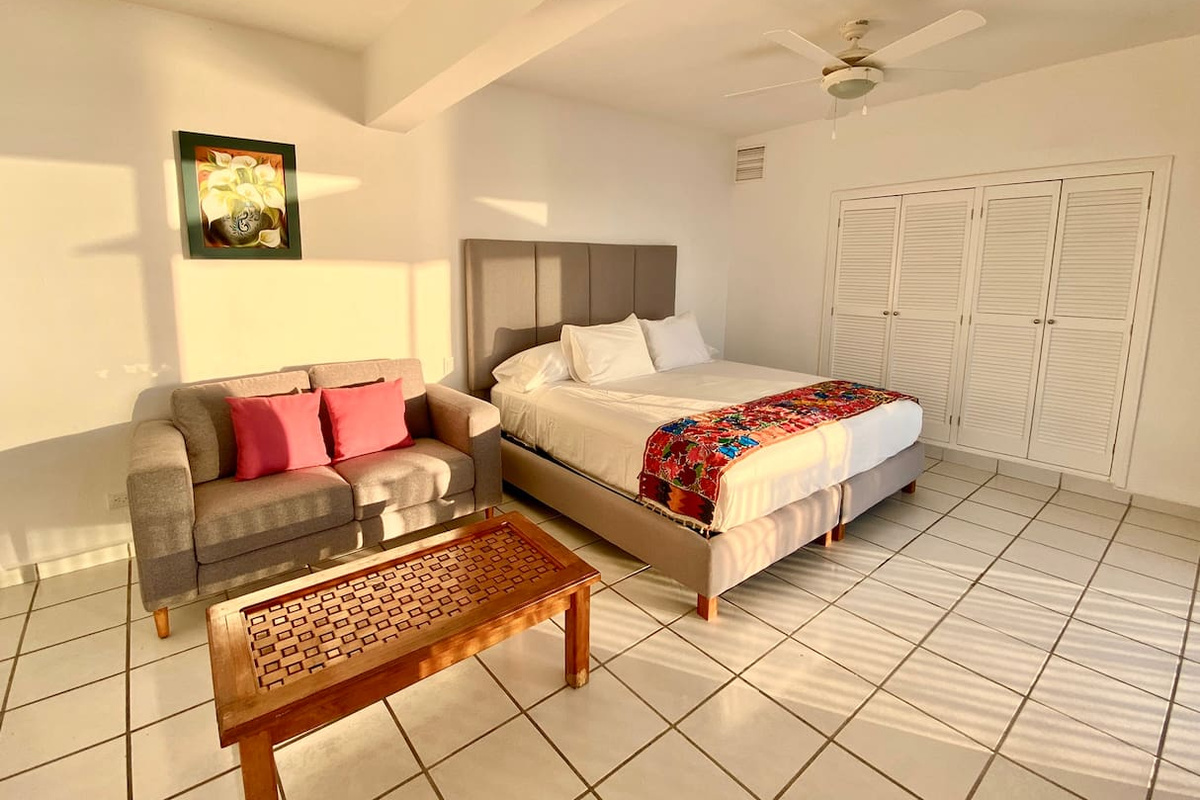 King bed and couch 