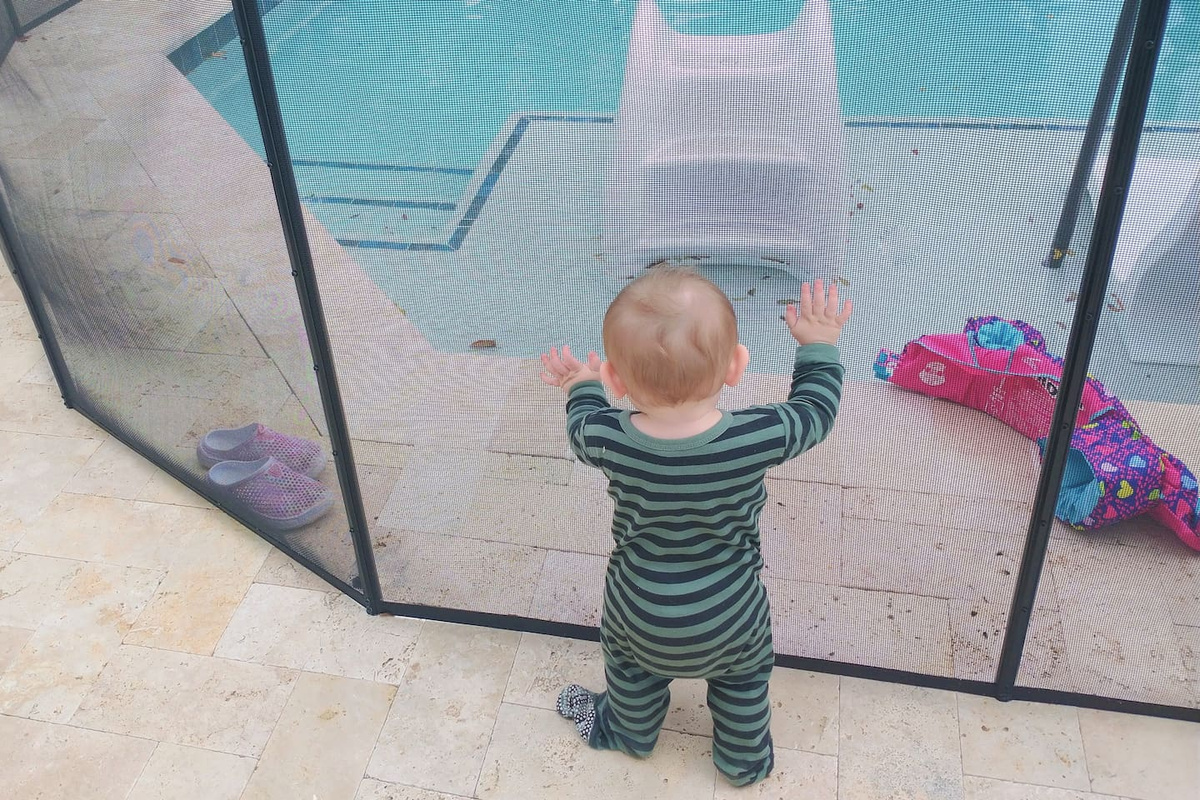 Baby Safety Fence undergoing rigorous real world testing by our designated tester
