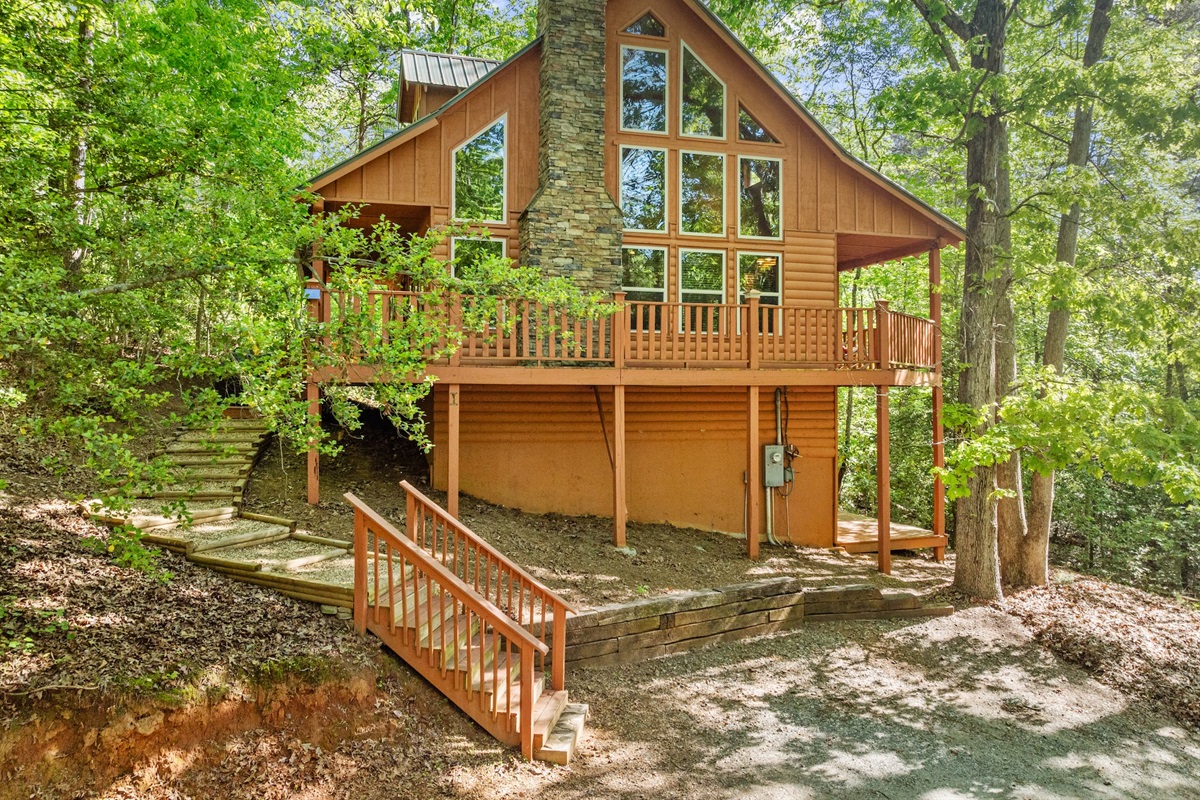 Parking Below and Steps/Path to Cabin