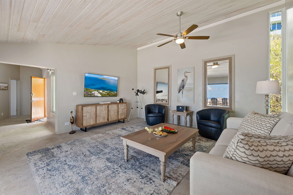 Smart TV in the living room is the perfect spot to stream movies at night.