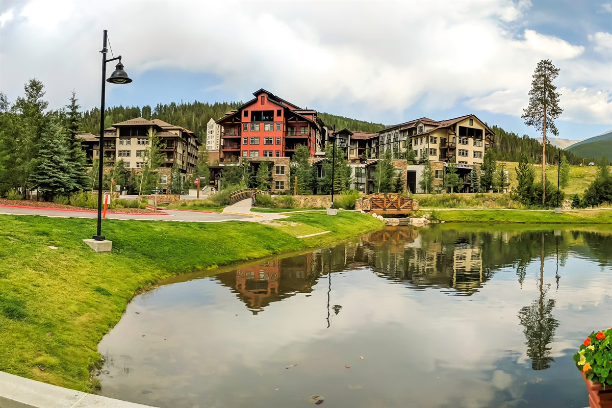 view across water, condo is in leftmost bldg