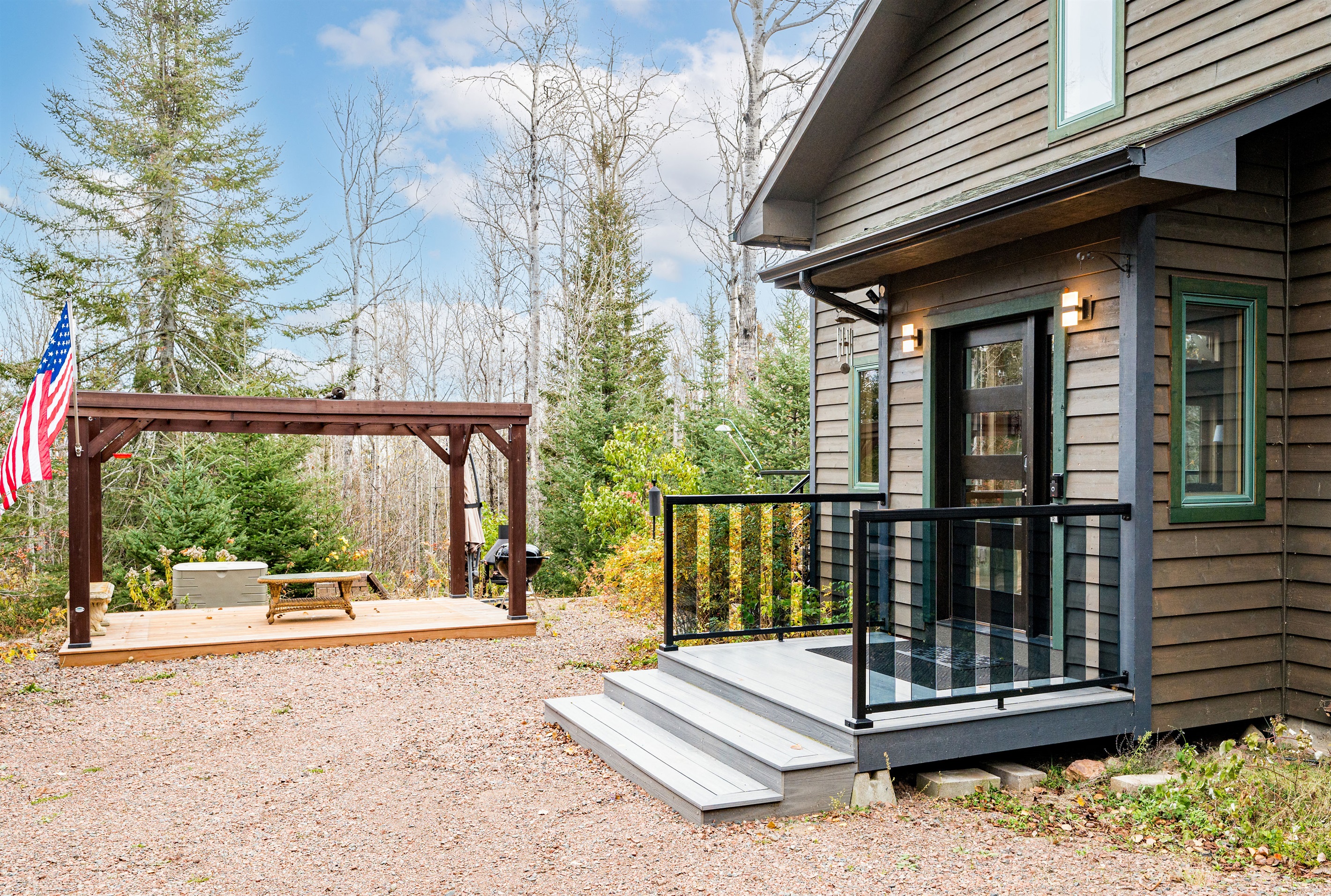 Pergola patio and front entrance