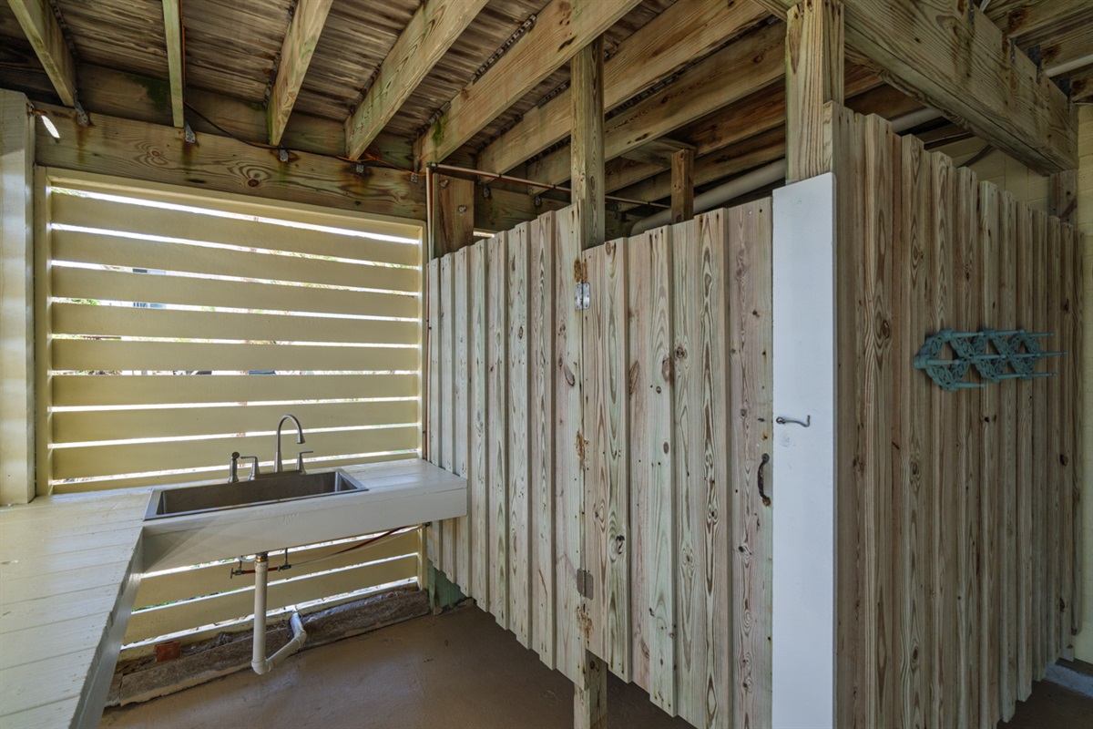 Sink and Enclosed Hot/Cold Shower