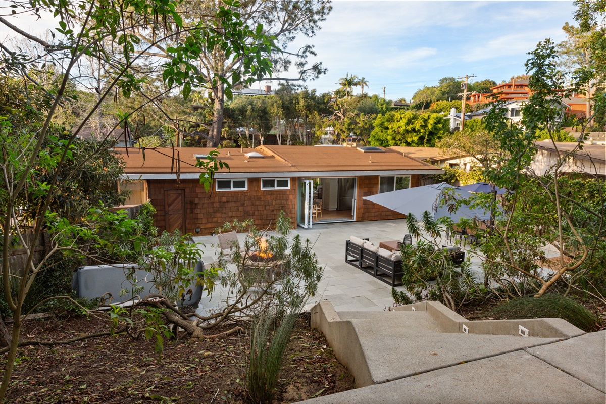 Back yard view from the top of the stairs 