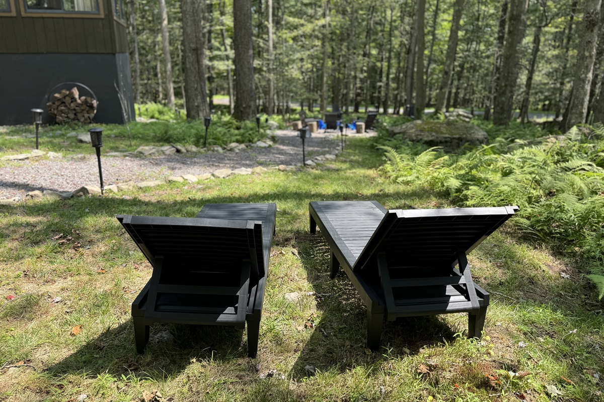 “Forest loungers for lazy afternoons and peaceful reflection.”