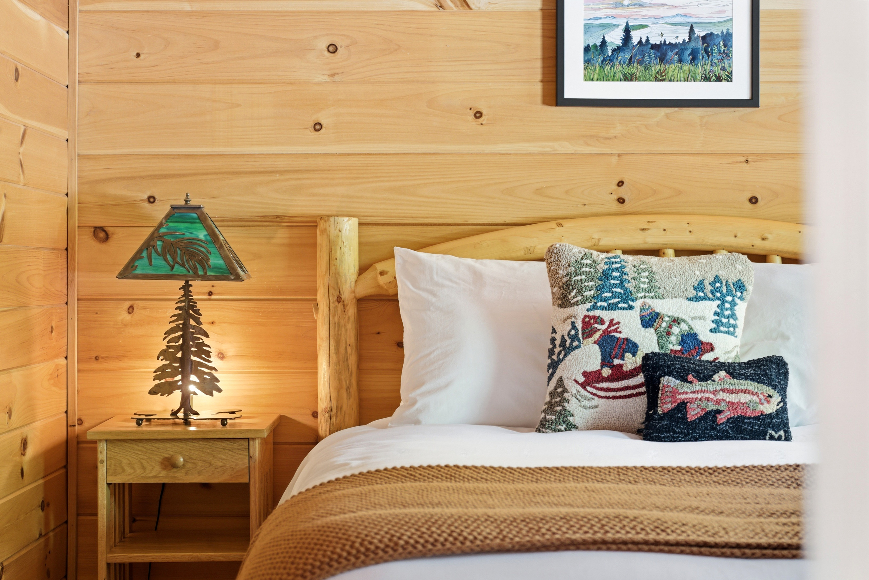Thoughtful mountain-inspired décor and plush bedding create the perfect setting for a restful night's sleep.
