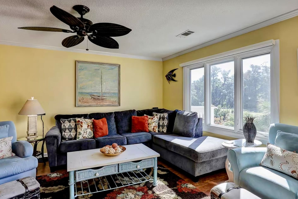 Living room with sectional sofa and Smart TV