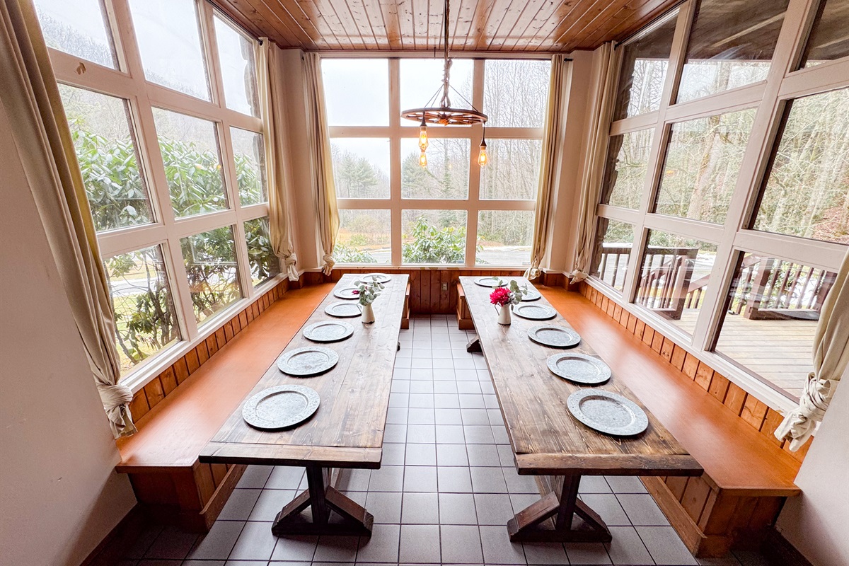 Our dining area on the Lower level features seating for 14 with additional bar seating just across from the space in the kitchen.