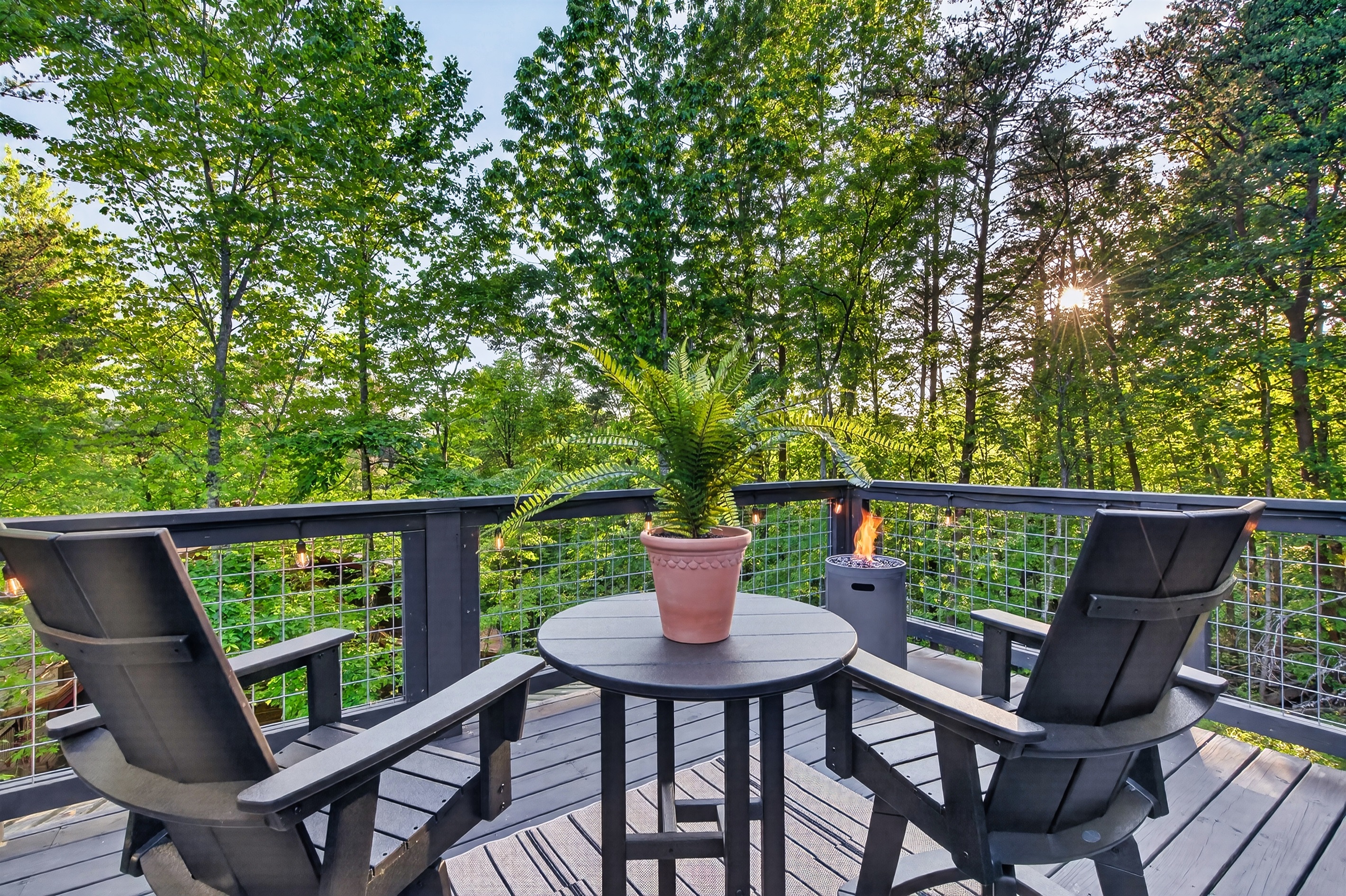 Roof top terrace with propane fire column