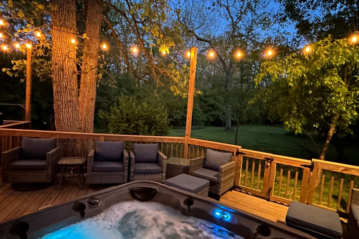 View from the hot tub at night.