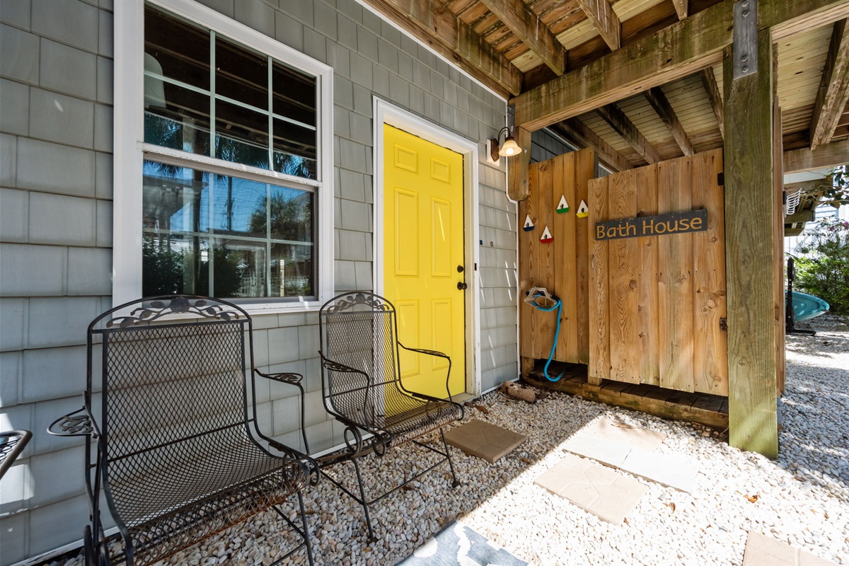 Outdoor shower for cleaning off after a day at the beach