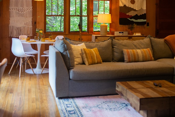 Joybird sofa with queen size pullout mattress