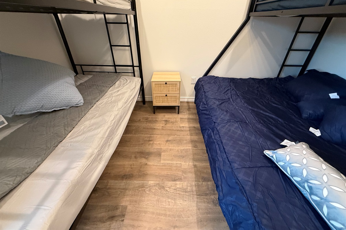 Bedroom number 2. Twin over twin and a twin xl over queen. 