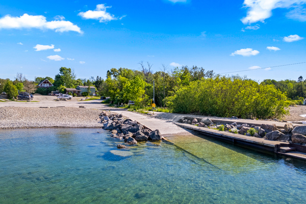 public boat launch across from 'relaxincolour' -  boat launch passes available at Big Bay General Store steps away