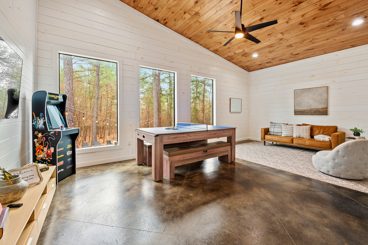 The ultimate hangout spot: A game room where laughs are plentiful and the fun never ends.