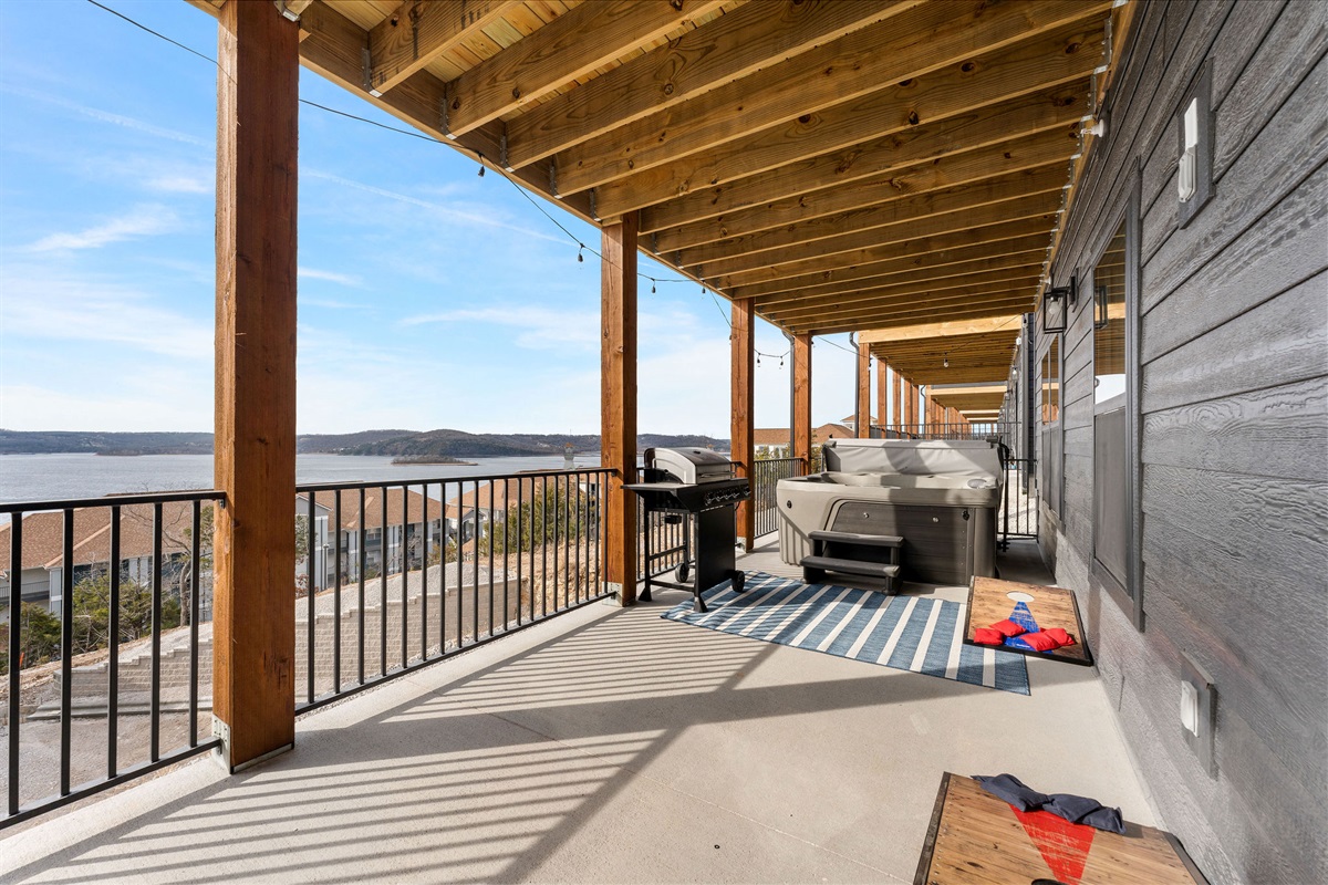 Lower deck with a view and hot tub