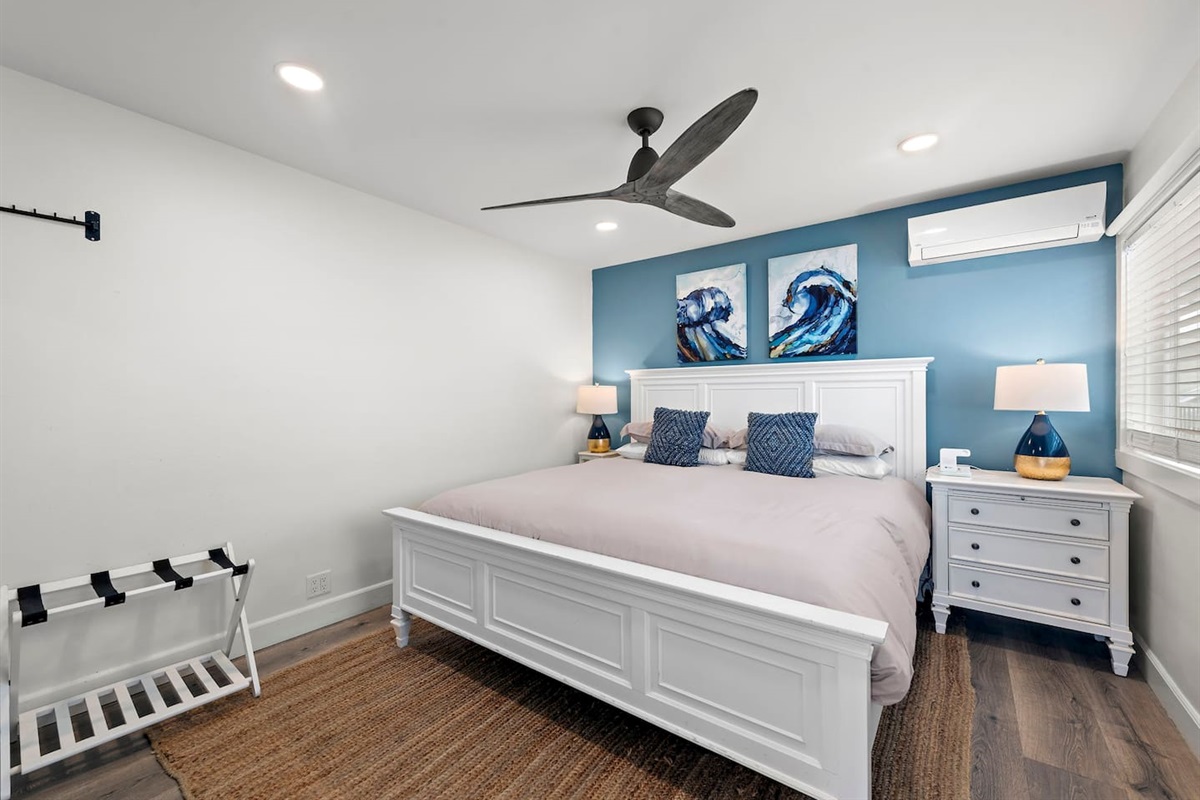 Sleep soundly on our new premium king mattress and fine linens.