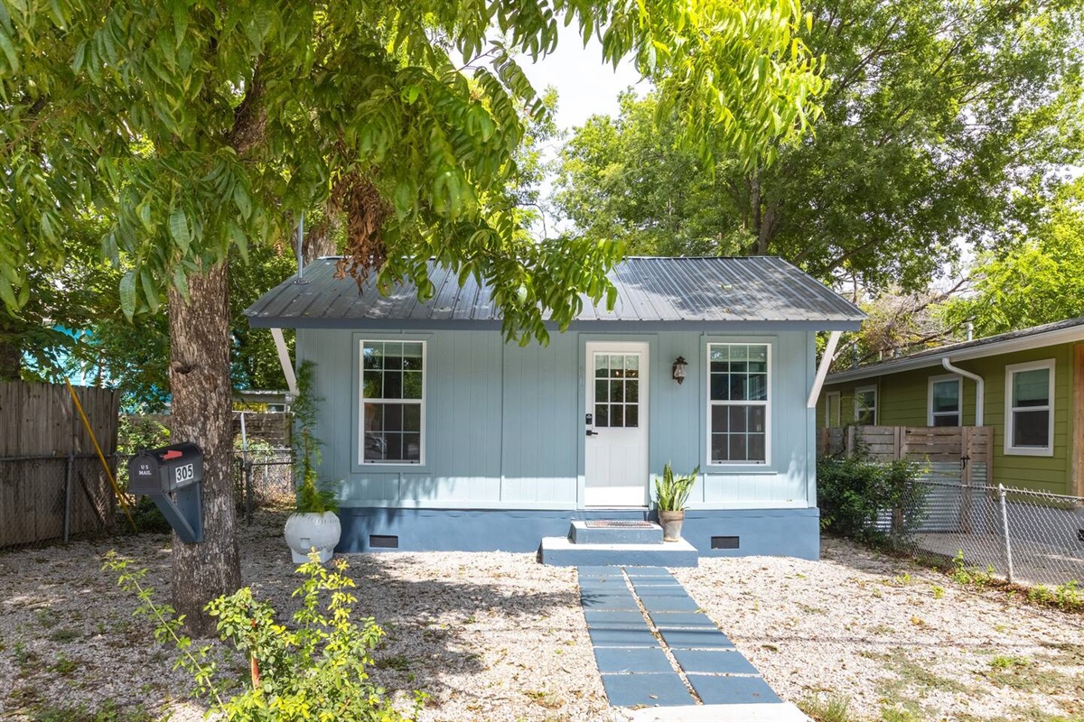 fenced yard with parking
