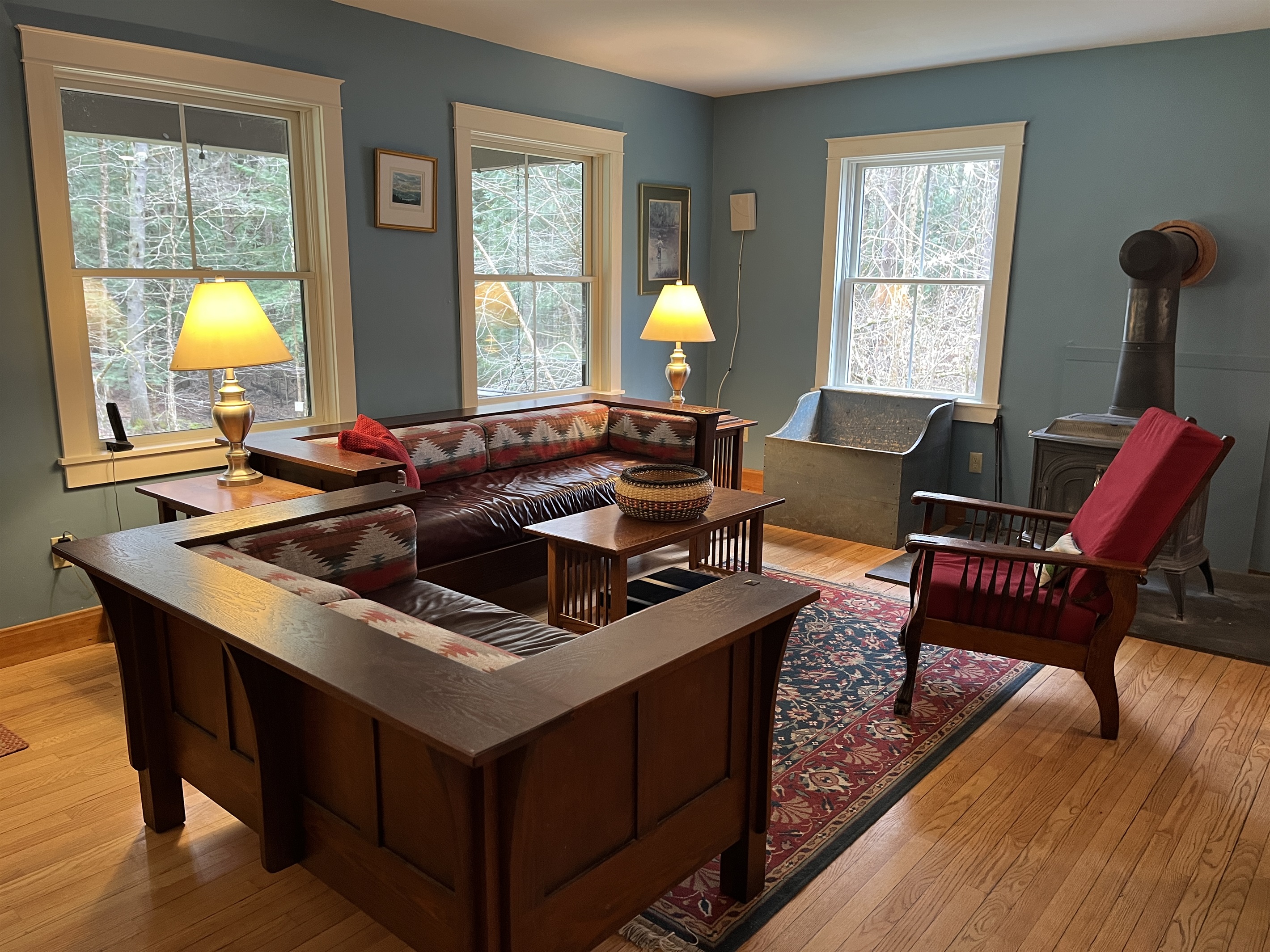 Custom built furniture by your host in the living room